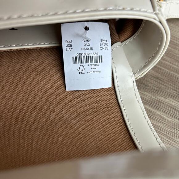 J.Crew Edie Italian Leather Structured Crossbody Bag Turnlock Natural NWT - Picture 9 of 16